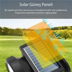Powermaster WH-9968B Cob 2 Beyaz + 2 Kırmızı Işık 4 Modlu Solar Kafa Lambası