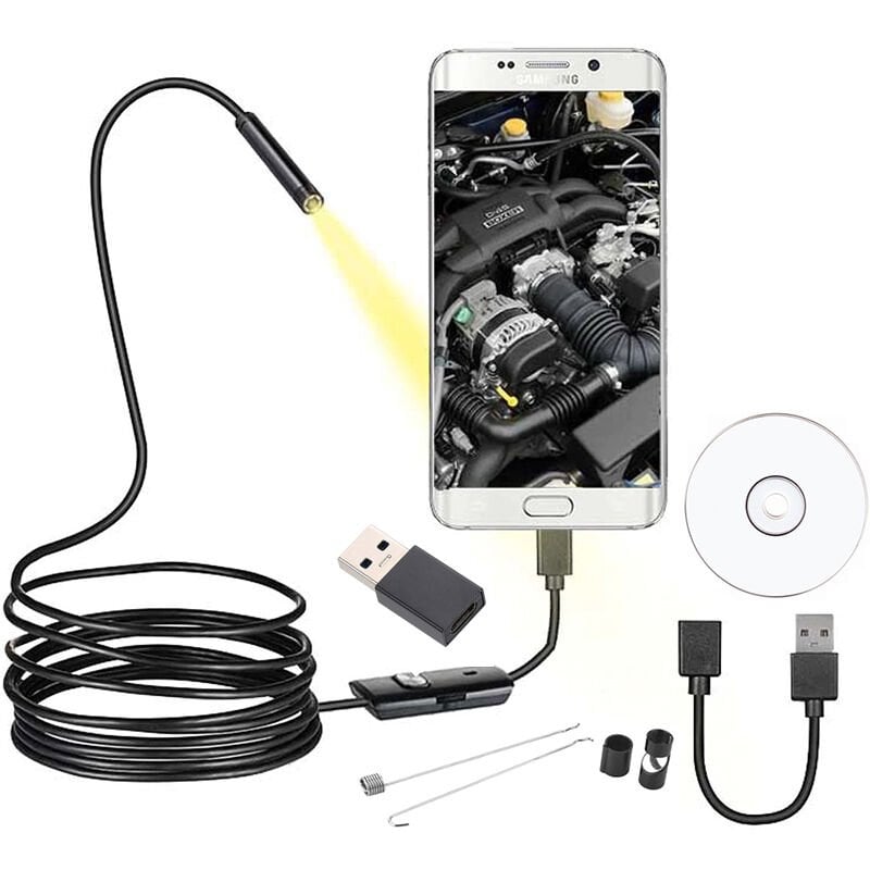 3IN1 MICRO USB+TYPE-C+USB A) ANDROID UYUMLU 8 MM IŞIKLI 5 METRE ENDOSKOP YILAN KAMERA