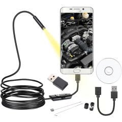 3IN1 MICRO USB+TYPE-C+USB A) ANDROID UYUMLU 8 MM IŞIKLI 5 METRE ENDOSKOP YILAN KAMERA