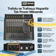 Bofmann BF-PM2500T Hat Trafolu Profesyonel Power Mikser Amfi