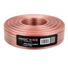 Magicvoice MV-29556 2x0.50mm Şeffaf Kırmızı Çizgili 100 Metre CCA Hoparlör Kablosu