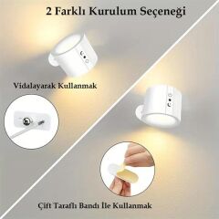 Ledx AL-SK-BD80A Çift Yönlü Kumandalı Duvar Aplik Çalışma Lambası 3000K-4000K-6500K