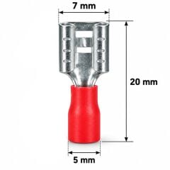 PowerMaster PM-39067 0,5-1,5mm2 Kesit 20x7x5mm Soket Kırmızı İzoleli Kablo Pabucu (100'lü Paket)