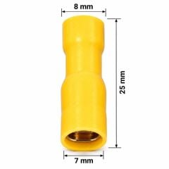 PowerMaster PM-39074 4-6mm2 Kesit 25x8x7mm Soket Sarı İzoleli Kablo Pabucu (100'lü Paket)