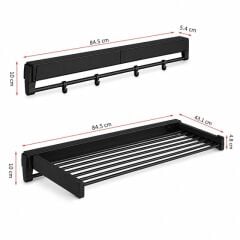 Sunup SN-37718 Katlanabilir Çamaşır Askılığı Duvara Monte Gizli Balkon Akordeon Kurutma Siyah