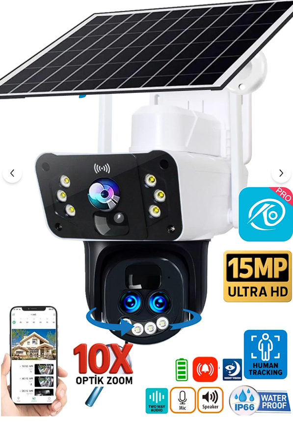 O-KAM 3950 15MP 10X Optik Zoom UltraHD 4G Solar Akıllı Güvenlik Kamerası