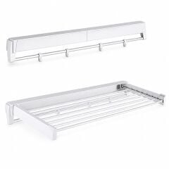 Sunup SN-37717 Katlanabilir Çamaşır Askılığı Duvara Monte Gizli Balkon Akordeon Kurutma Beyaz