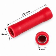 PowerMaster PM-39065 0,5-1,5mm2 Kesit 25x6x4mm Soket Kırmızı İzoleli Kablo Pabucu (100'lü Paket)