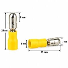PowerMaster PM-39082 4-6mm2 Kesit 25x7x5mm Soket Sarı İzoleli Kablo Pabucu (100'lü Paket)