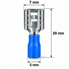 PowerMaster PM-39057 1,5-2,5mm2 Kesit 20x7x5mm Soket Mavi İzoleli Kablo Pabucu (100'lü Paket)