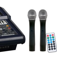 LENTUS LNT-800M 2X400W USB-BT ÇİFT EL KABLOSUZ MİKROFONLU POWER MIXER