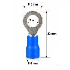 PowerMaster PM-39059 1,5-2,5mm2 Kesit 22x8x6,5mm Soket Mavi İzoleli Kablo Pabucu (100'lü Paket)