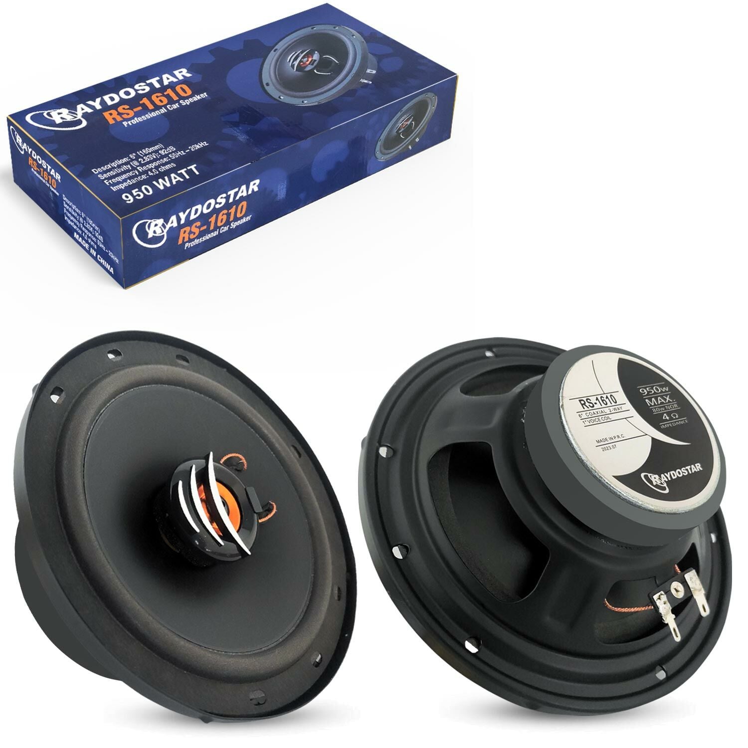 RAYDOSTAR RS-1610 Oto Hoparlör 16cm 950 Watt Tweeterli Kapaklı 2 Adet