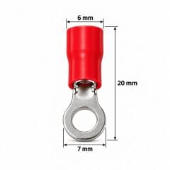 PowerMaster PM-39070 0,5-1,5mm2 Kesit 20x6x7mm Soket Kırmızı İzoleli Kablo Pabucu (100'lü Paket)