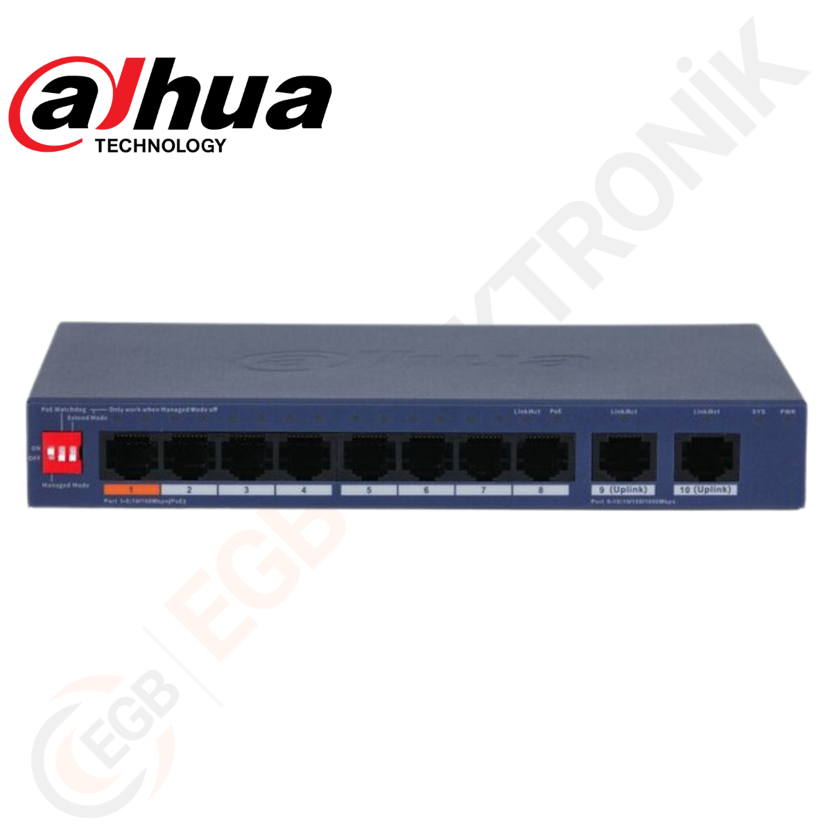 Dahua CS4010-8ET2GT-60 10 Port 10/100/1000 8xPoE 60W 2xUplink Yönetilir Switch