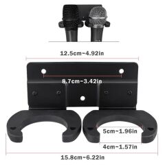 PowerMaster PM-26938 Duvara Monte Çift Mikrofon Tutucu Askı Metal Gövde