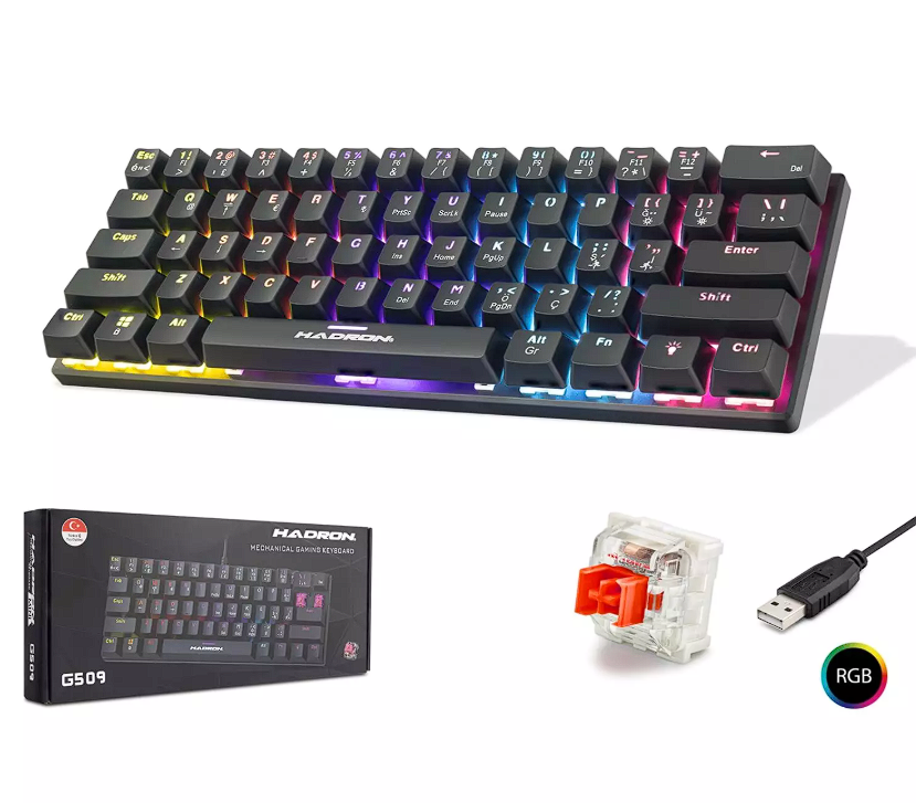 HADRON G509R Mekanik Gaming Mini Klavye Red Switch RGB - Siyah