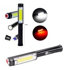 ONSTAR-Q5 El Feneri Pilli Kırmızı Flaşörlü Cob Led 5 Watt Mıknatıslı (E-34)