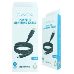 Raca RC20L 35 Watt Type-C to Lightning Manyetik Şarj Kablosu (1 Metre) - Siyah
