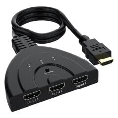 PowerMaster PM-17229 3 Giriş 1 Çıkış HDMI Switcher Çoğaltıcı Toplayıcı Aparat 30 CM Kablolu Seçme Düğmeli