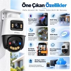 Imou Ipc PS70FP 8M0 Cruiser Dual 8MP Çift Lens Poe Renkli Gece Görüşlü Dış Mekan IP PT Kamera