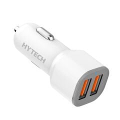 Hytech HY-X46 Type-C Kablolu 3.1A Hızlı Şarj 2 USB Beyaz Araç Şarj Cihazı (B-01)