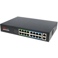 AVENIR AV-H1016PL 16+2 Ports PoE Switch (1-16 Ports PoE 9-16 Port Kablo Desteklemesi Şartı ile 250m) 200W