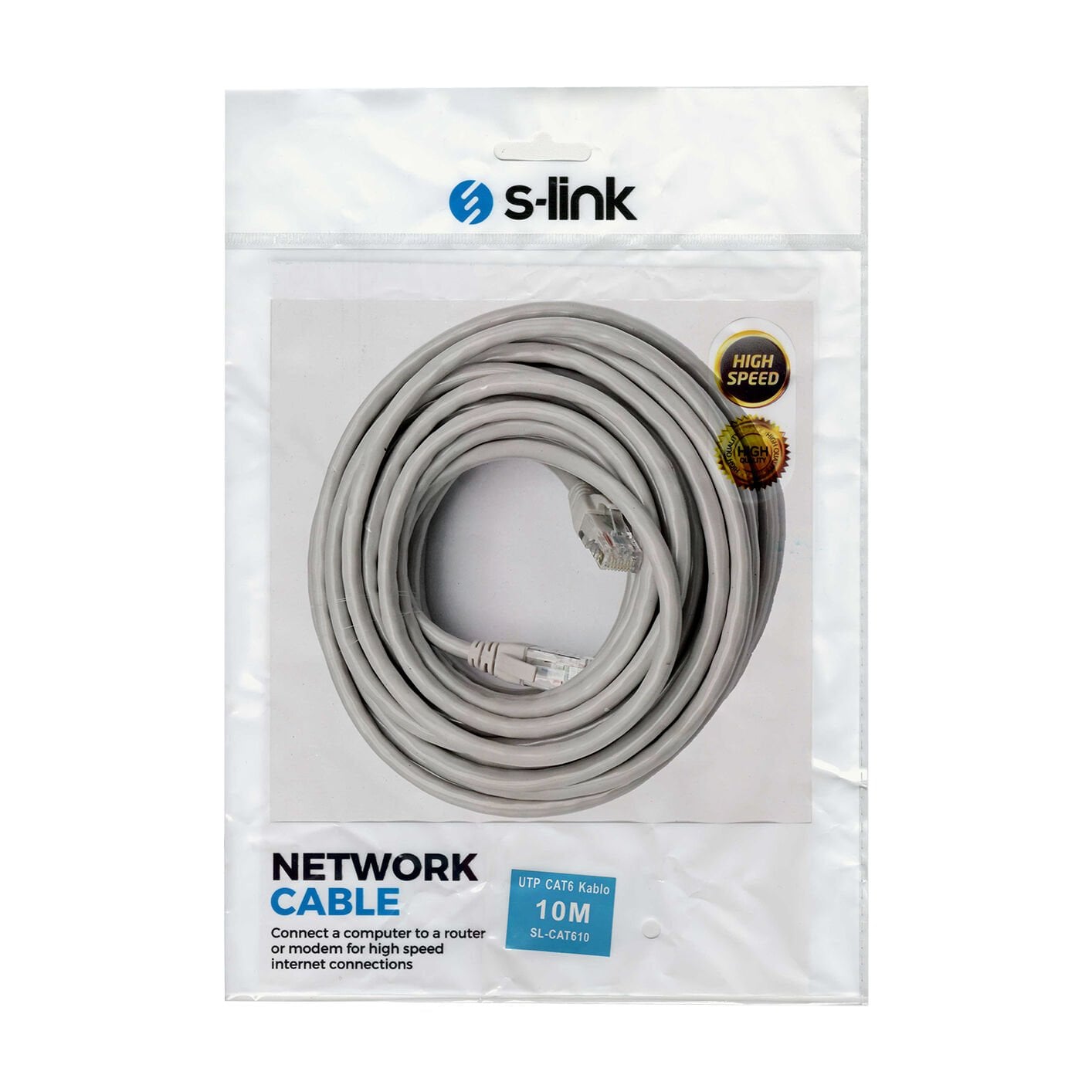 S-LINK SL-CAT610 10 METRE GRİ CAT6 KABLO (KRD)