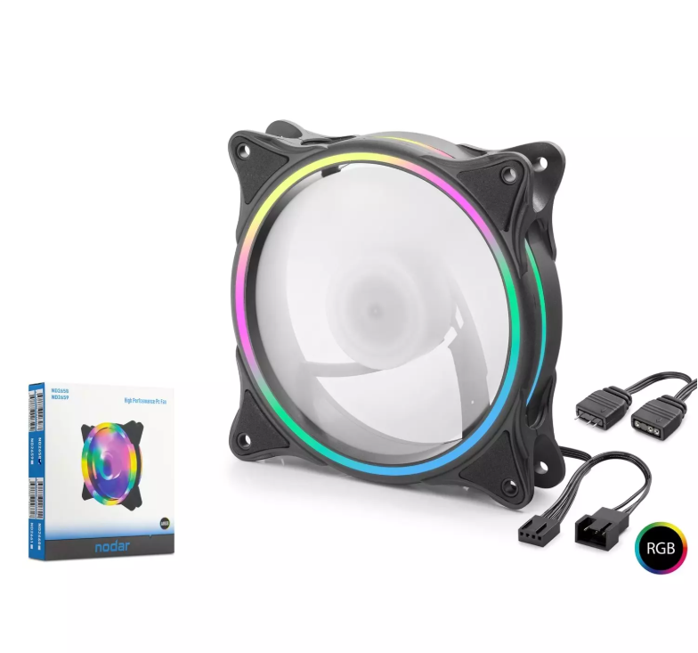 NODAR ND-2658 Kasa Fanı ARGB 12 cm - Siyah