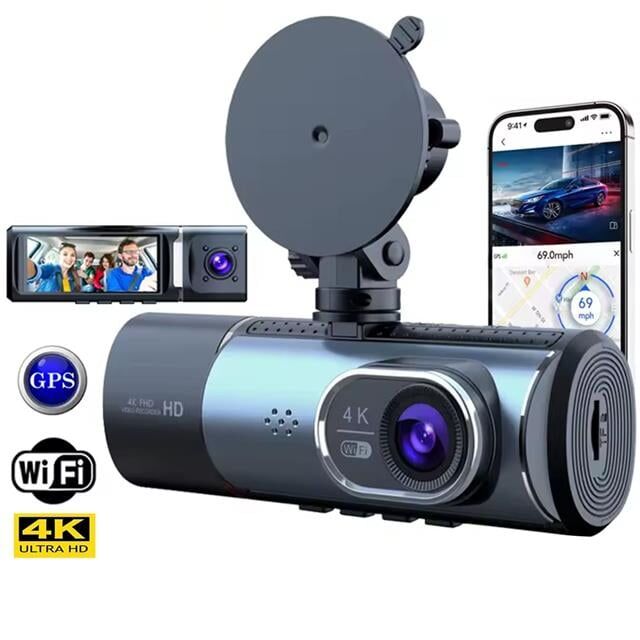 Powermaster PM-27086 3.16'' Tft Ekran Çift Kameralı Gps Modüllü Hd Araç Kamerası Dvr (128gb Destekli)