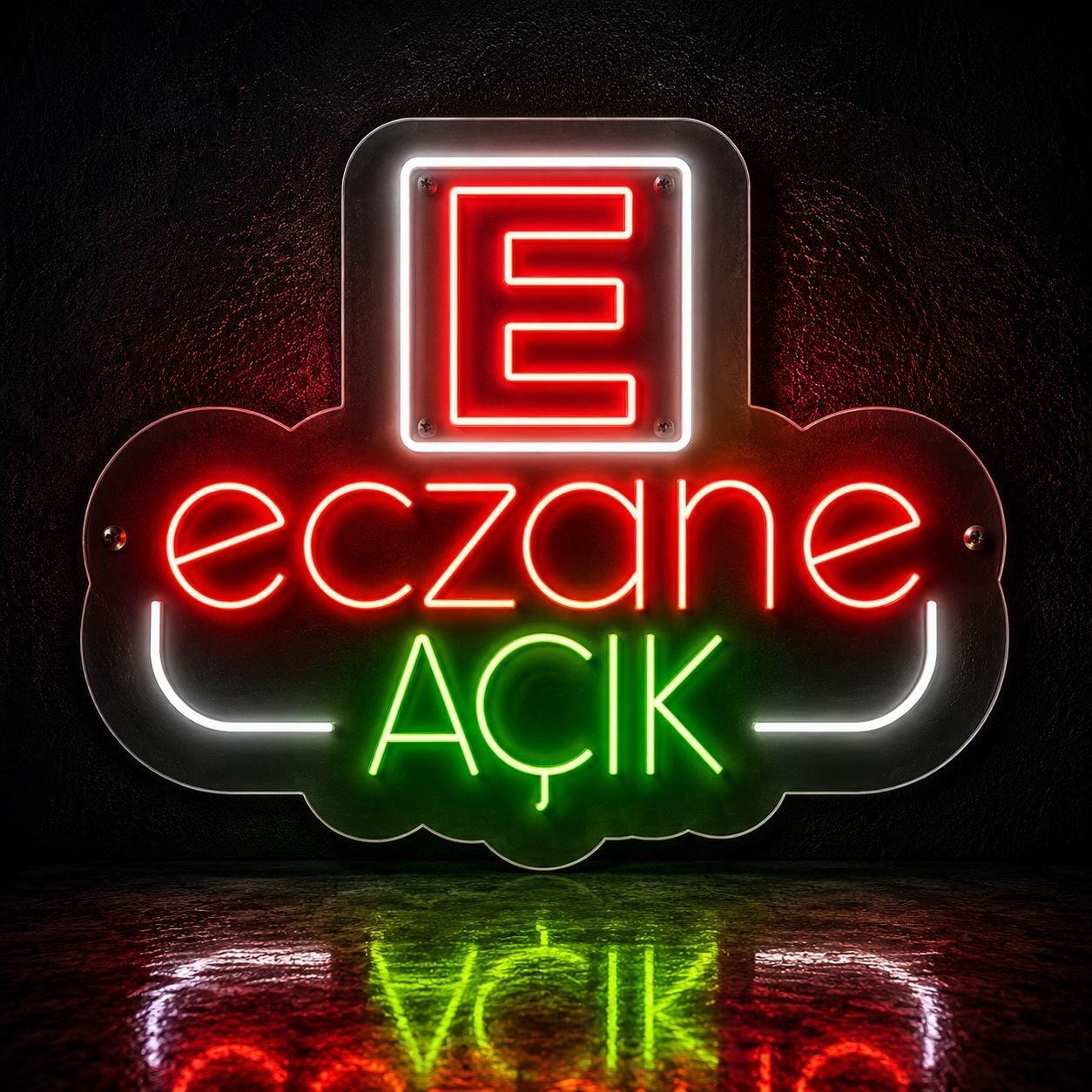 Eczane AÇIK Neon LED Tabela 65x55 cm