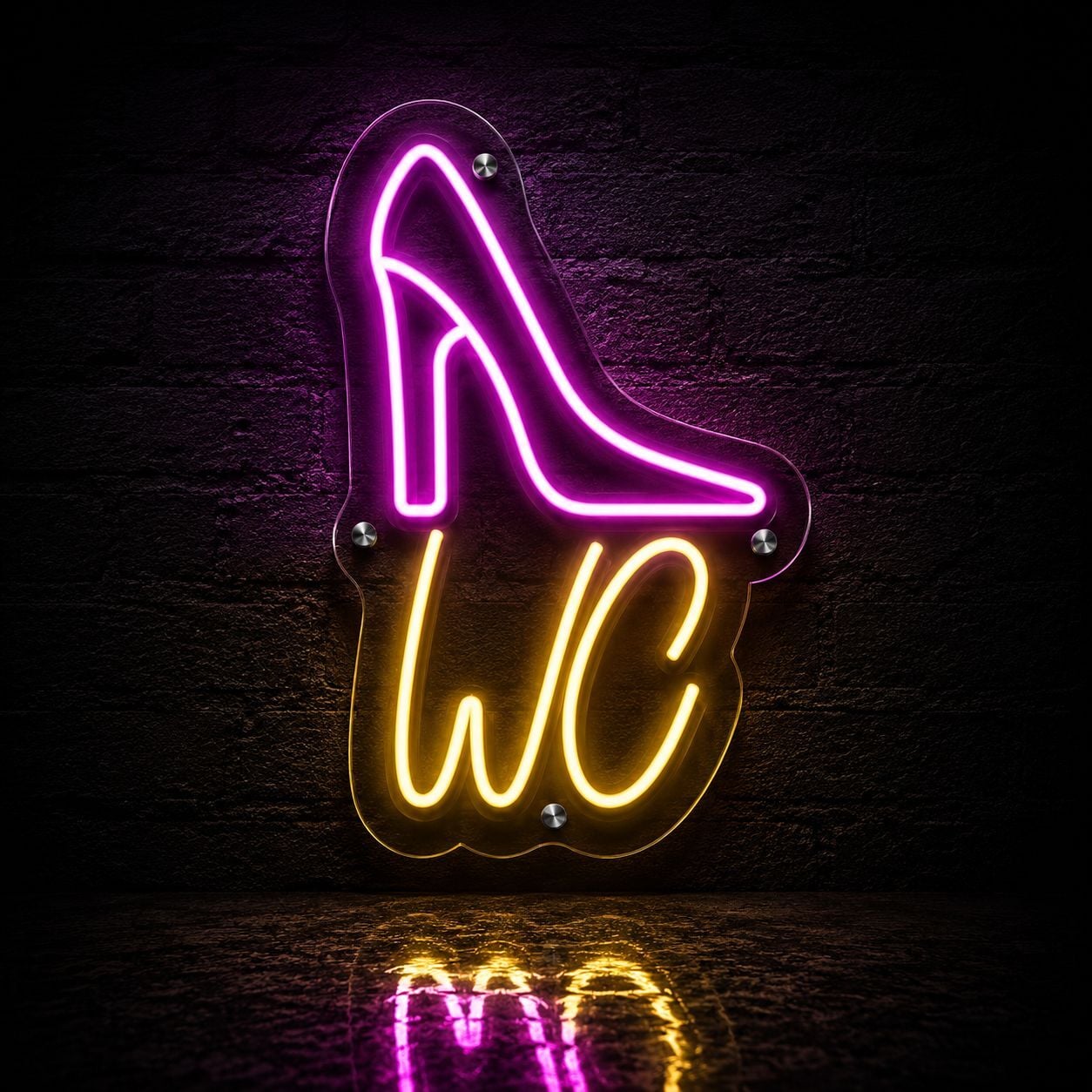WC Kadın Ayakkabı Figürlü Neon LED Tabela 25x35 cm