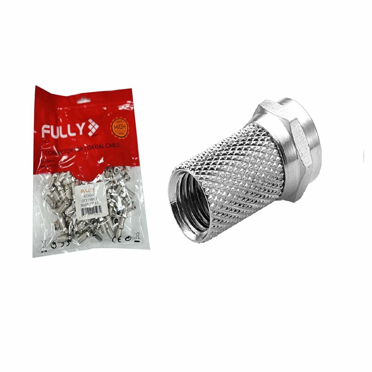 FULLY F Konnektör RG6-U6 1 paket 100'lük