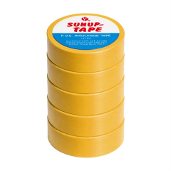 Sunup SN-27921 Sarı 0.13x18mm İzole PVC Elektrik Yalıtım Bant (5'li Paket)