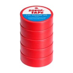 Sunup SN-27920 Kırmızı 0.13x18mm İzole PVC Elektrik Yalıtım Bant (5'li Paket)