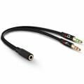 PM-1444 3.5MM STEREO DİSİ X 2 STEREO ERKEK KULA POWERMASTER KLIK MİKROFON HOPARLÖR AYIRICI 20 CM KABLO