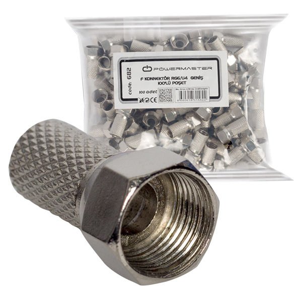 F KONNEKTOR RG6/U4 18MM GENİS 100LU POSET POWERMASTER -