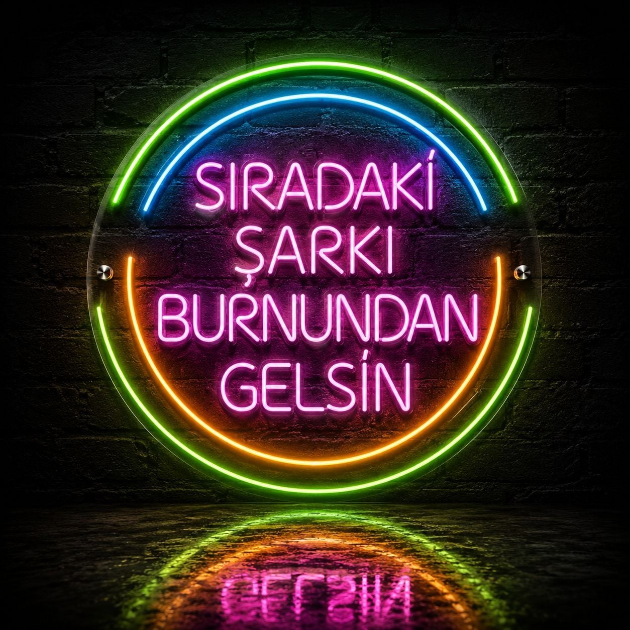 SIRADAKİ ŞARKI BURNUNDAN GELSİN Neon LED Yazı 70x70 cm