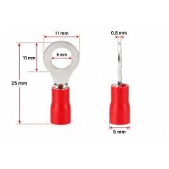 PowerMaster PM-39068 0,5-1,5mm2 Kesit 25x11x8mm Soket Kırmızı İzoleli Kablo Pabucu (100'lü Paket)