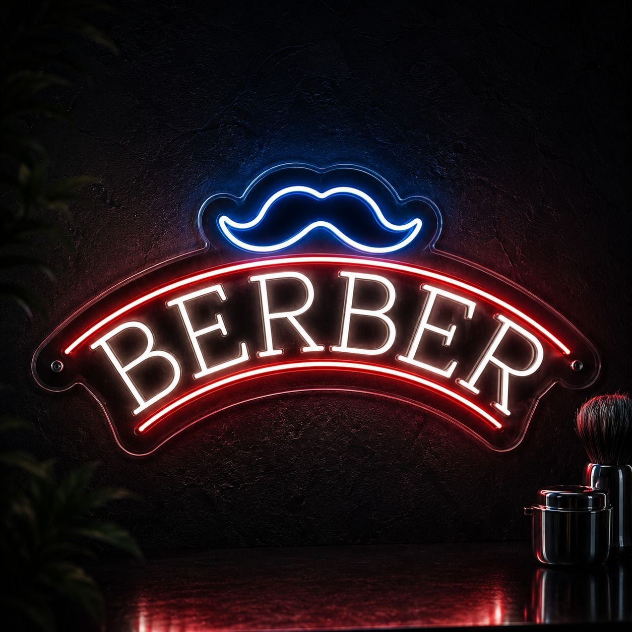 Berber Erkek Kuaförü Logo Neon LED Tabela 55x30 cm