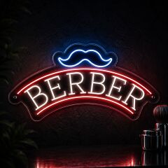 Berber Erkek Kuaförü Logo Neon LED Tabela 55x30 cm