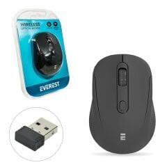 KABLOSUZ MOUSE 2.4GHZ 1600DPI SİYAH EVEREST SM-300 (C-14)