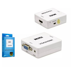 HADRON HDX-1283 VGA Dişi to HDMI Dişi Ses Çıkışlı Görüntü Dönüştürücü 1080p - Beyaz (AN-58)