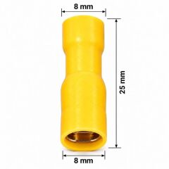 PowerMaster PM-39075 4-6mm2 Kesit 25x8x8mm Soket Sarı İzoleli Kablo Pabucu (100'lü Paket)