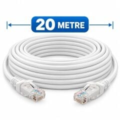 Herz CAT6 Beyaz 20 Metre RJ45 Patch Network Ethernet İnternet Kablosu