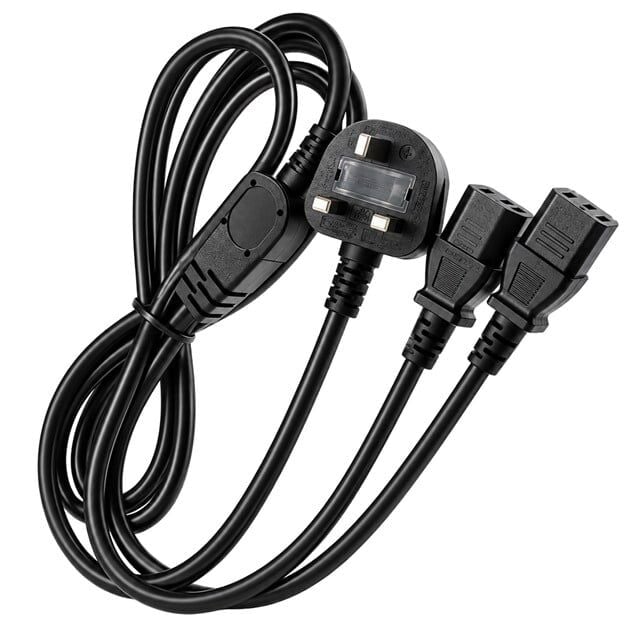 PowerMaster PM 38801 UK Fişli Çift Iec C13 Çıkışlı 1.8 Metre PC Güç Kablosu