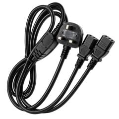 PowerMaster PM 38801 UK Fişli Çift Iec C13 Çıkışlı 1.8 Metre PC Güç Kablosu