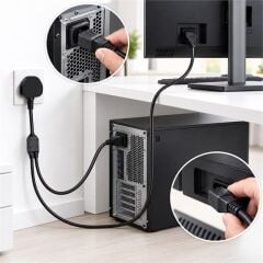 PowerMaster PM 38801 UK Fişli Çift Iec C13 Çıkışlı 1.8 Metre PC Güç Kablosu