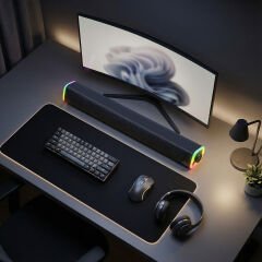 Mikado MD-SBT26 Siyah 3W*2 1200mAh Bluetooth, TF Card Led Işıklı Soundbar Speaker