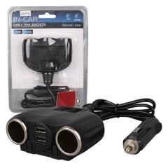Olesson 1630 12-24V Çift USB Girişli 120W 80cm Kablolu 2'LI Araç Çakmak Çoklayıcı